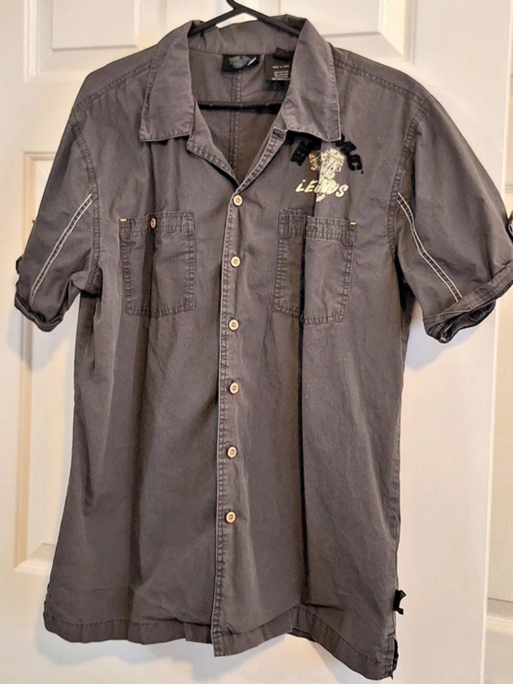 Harley-Davidson HD Legends Short Sleeve Button-Up Shirt Gray Large